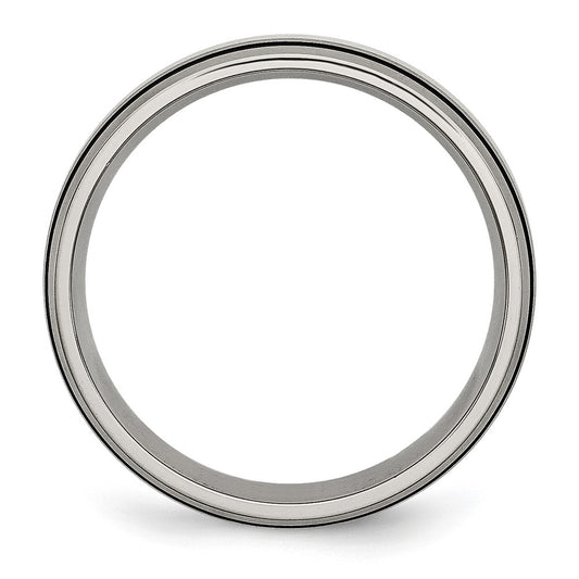 Buy High-Quality 6mm Antiqued Chisel Titanium Band with Silver Inlay - Stylish Design