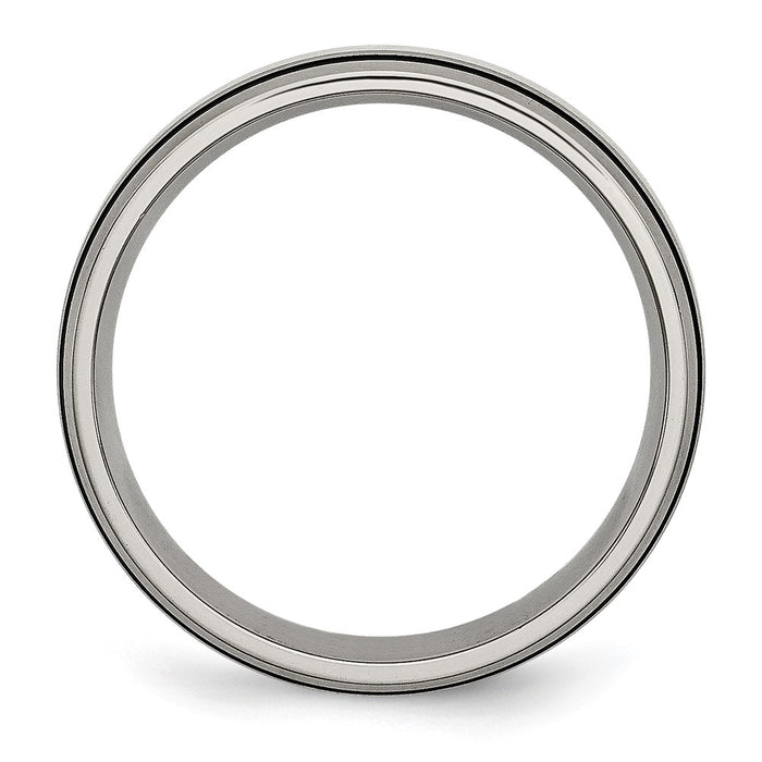 Buy Stylish 6mm Antiqued Chisel Titanium Band with Sterling Silver Inlay-2