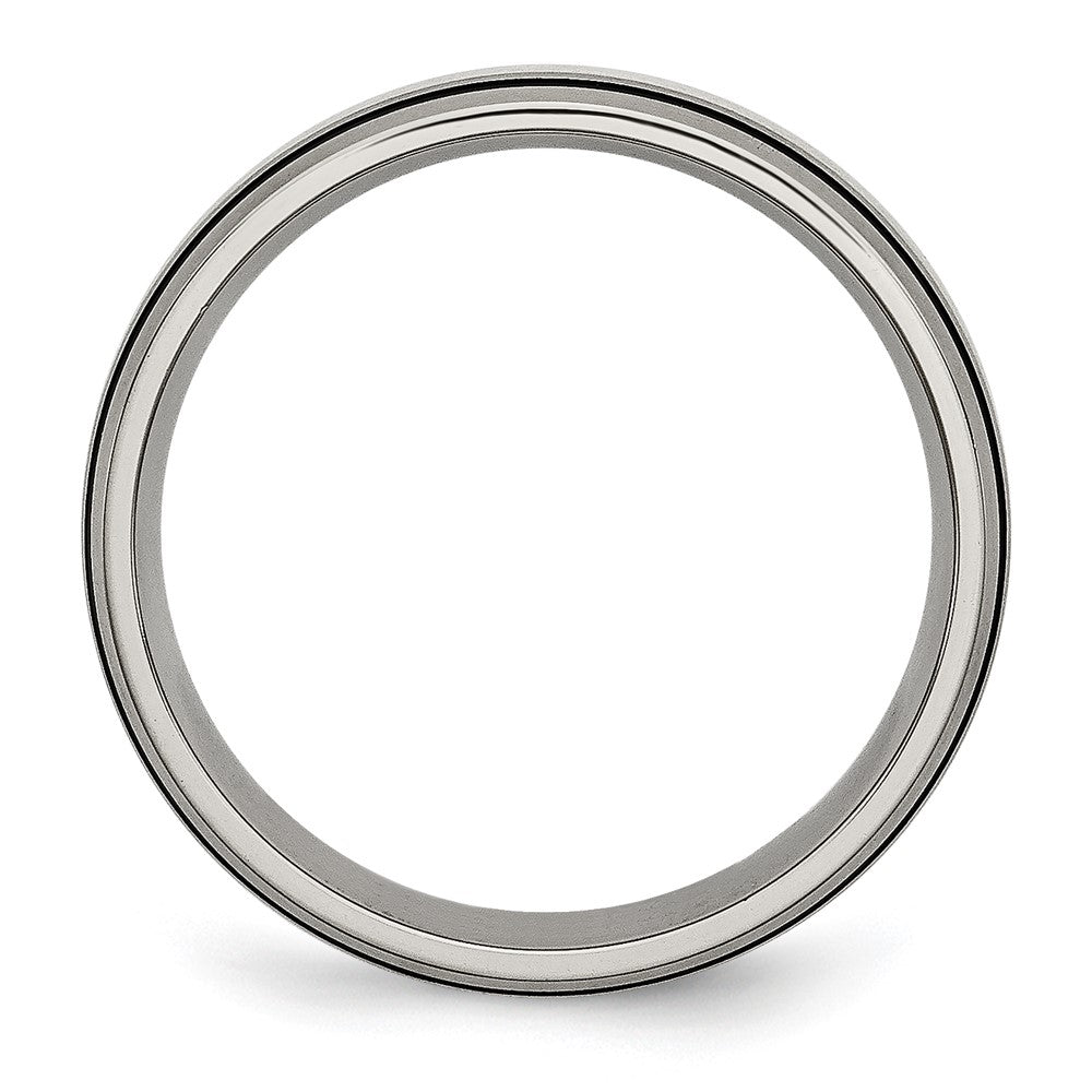 High-Quality Antiqued Chisel Titanium Band - 6mm, Stylish Sterling Silver Inlay