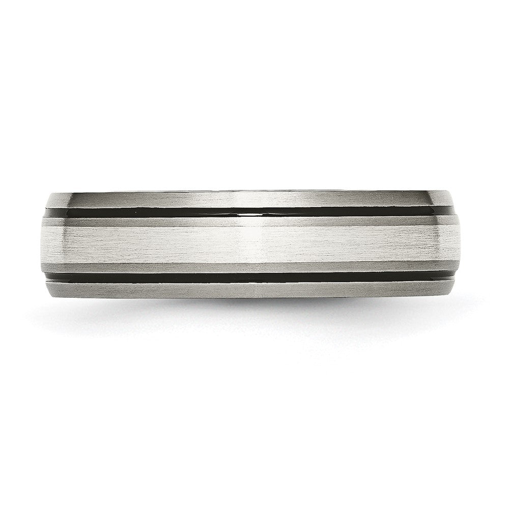 Buy Exclusive 6mm Antiqued Chisel Titanium Band with Stylish Sterling Silver Inlay