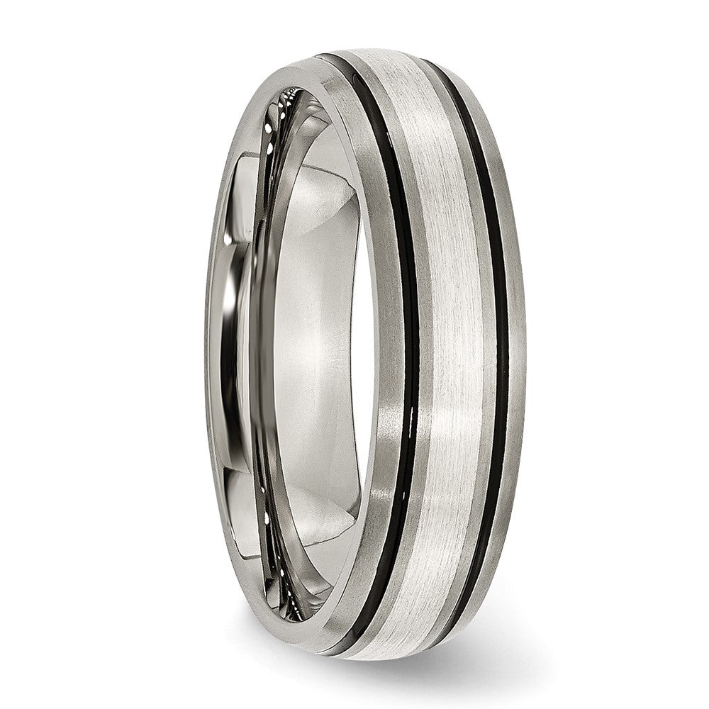Buy Exclusive 6mm Antiqued Chisel Titanium Band with Stylish Sterling Silver Inlay