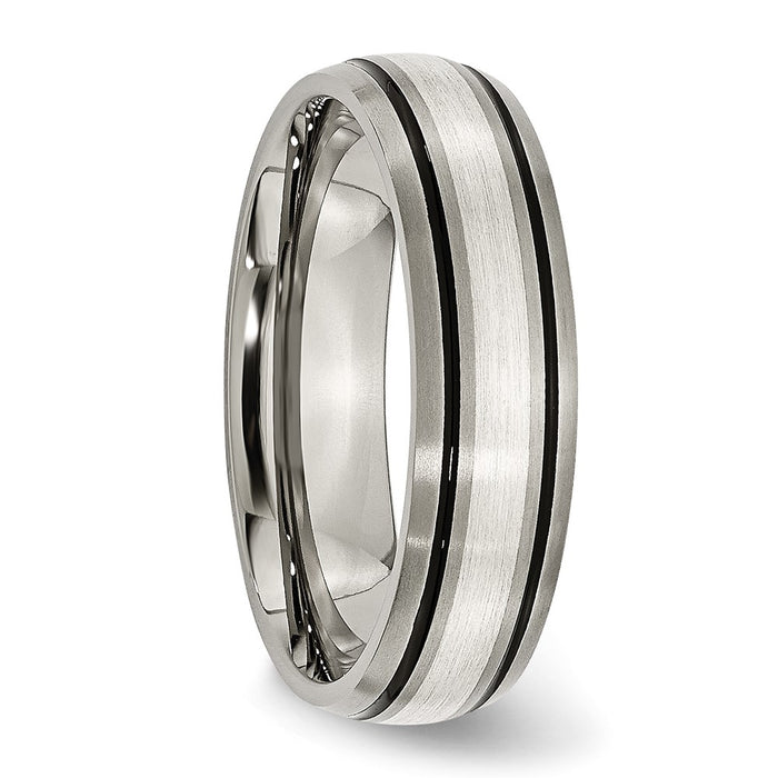 Buy Exclusive 6mm Antiqued Chisel Titanium Band with Stylish Sterling Silver Inlay-4
