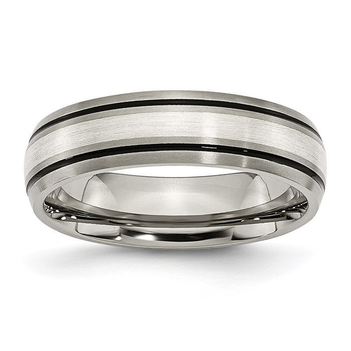 High-Quality Antiqued Chisel Titanium Band - 6mm with Silver Inlay, Stylish Value-1