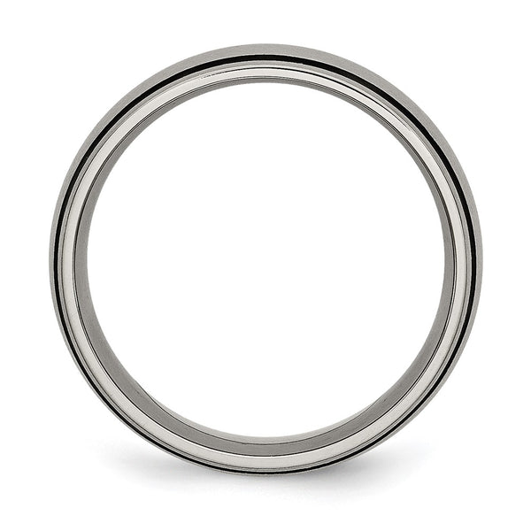 8mm Titanium Brushed Chisel Band with Black Rubber