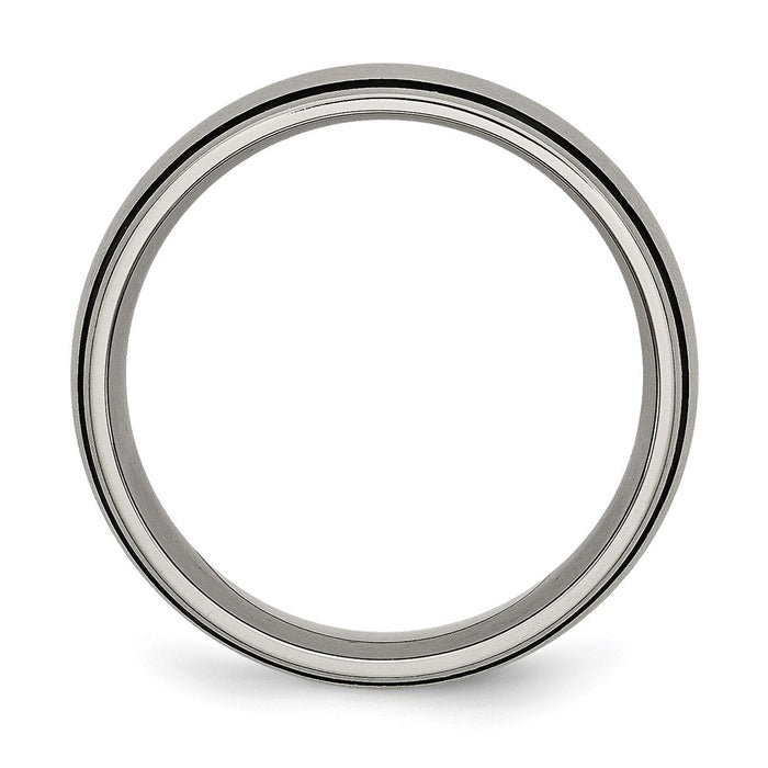 Buy Stylish 8mm Brushed Titanium Chisel Band with Black Rubber - Luxury Value!-2