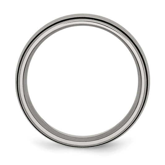 Buy Stylish 8mm Brushed Titanium Chisel Band with Black Rubber - Affordable Luxury