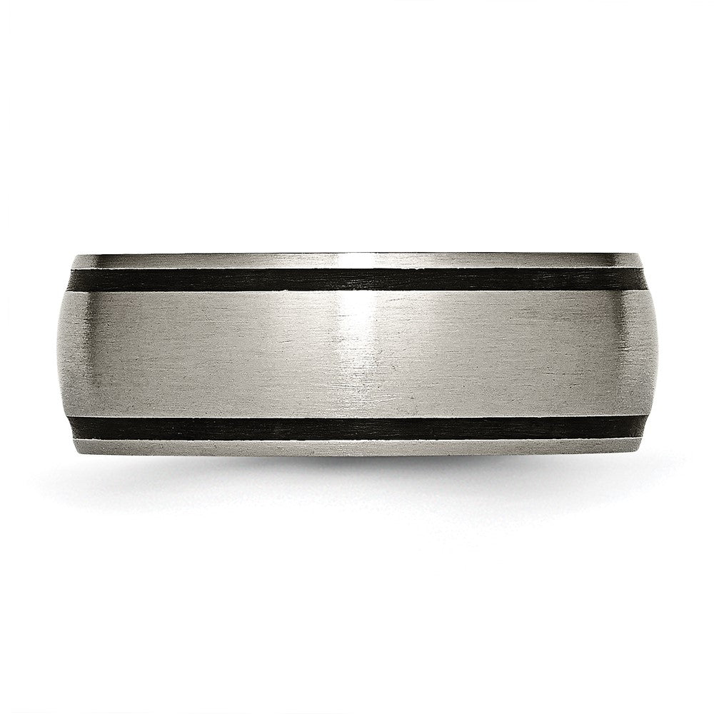 Buy Stylish 8mm Brushed Titanium Chisel Band with Black Rubber - Luxury Value!