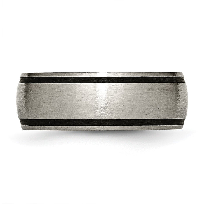 Buy Stylish 8mm Brushed Titanium Chisel Band with Black Rubber - Luxury Value!-3