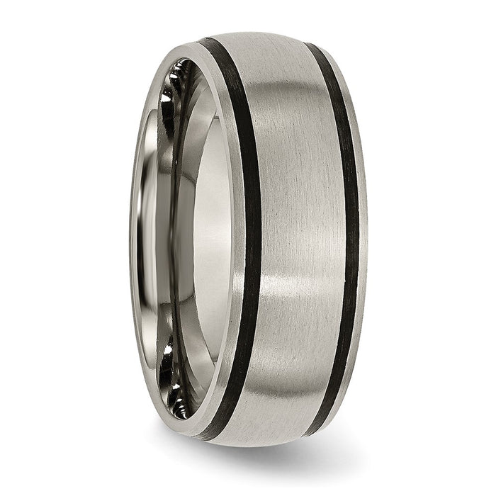 Buy Exclusive 8mm Titanium Brushed Chisel Band with Black Rubber - Stylish Value-4