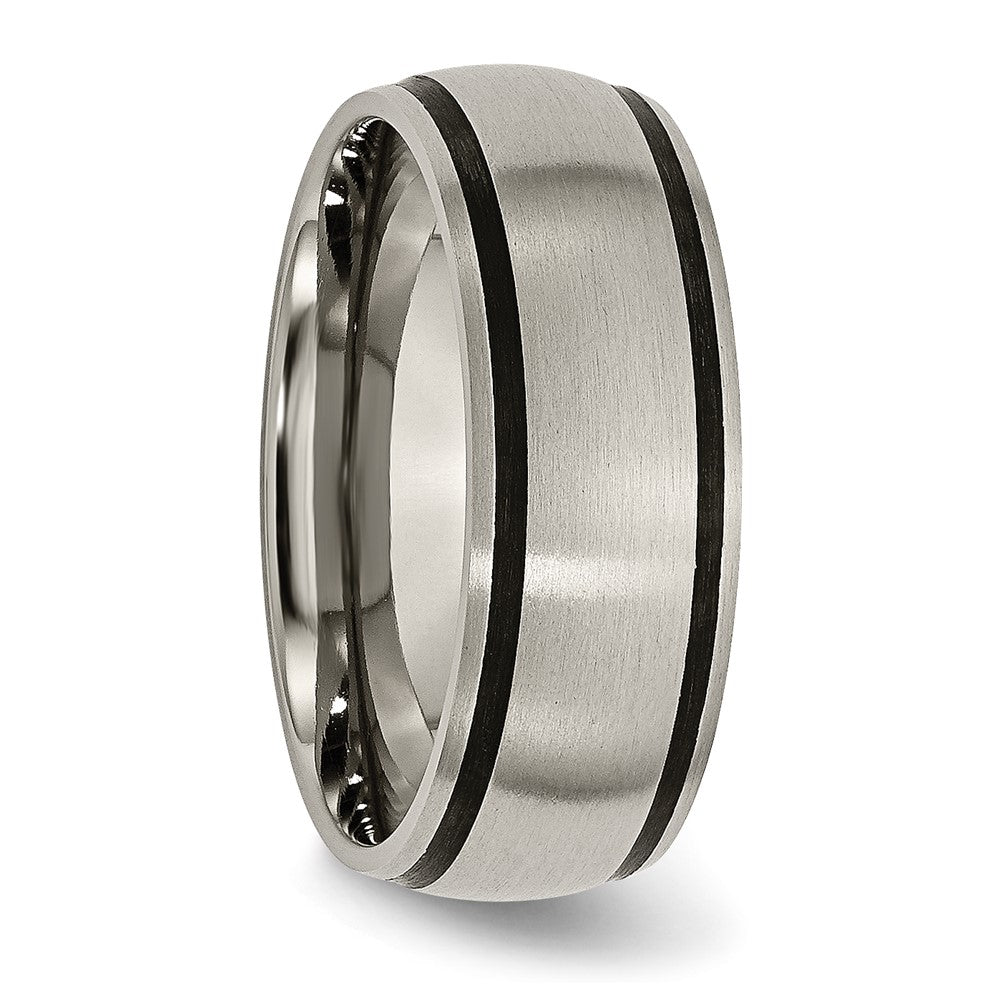 Buy Stylish 8mm Brushed Titanium Chisel Band with Black Rubber - Luxury Value!