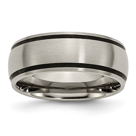 Buy Stylish 8mm Brushed Titanium Chisel Band with Black Rubber - Luxury Value!