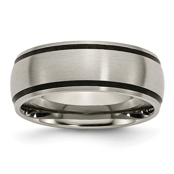 Buy Stylish 8mm Brushed Titanium Chisel Band with Black Rubber - Affordable Luxury-1