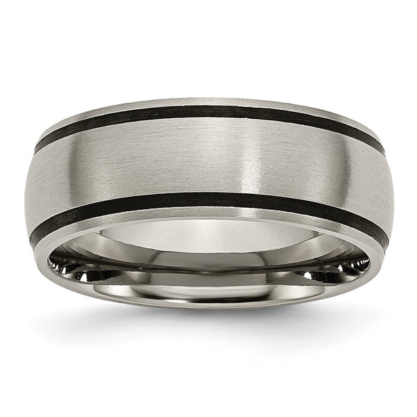 8mm Titanium Brushed Chisel Band with Black Rubber