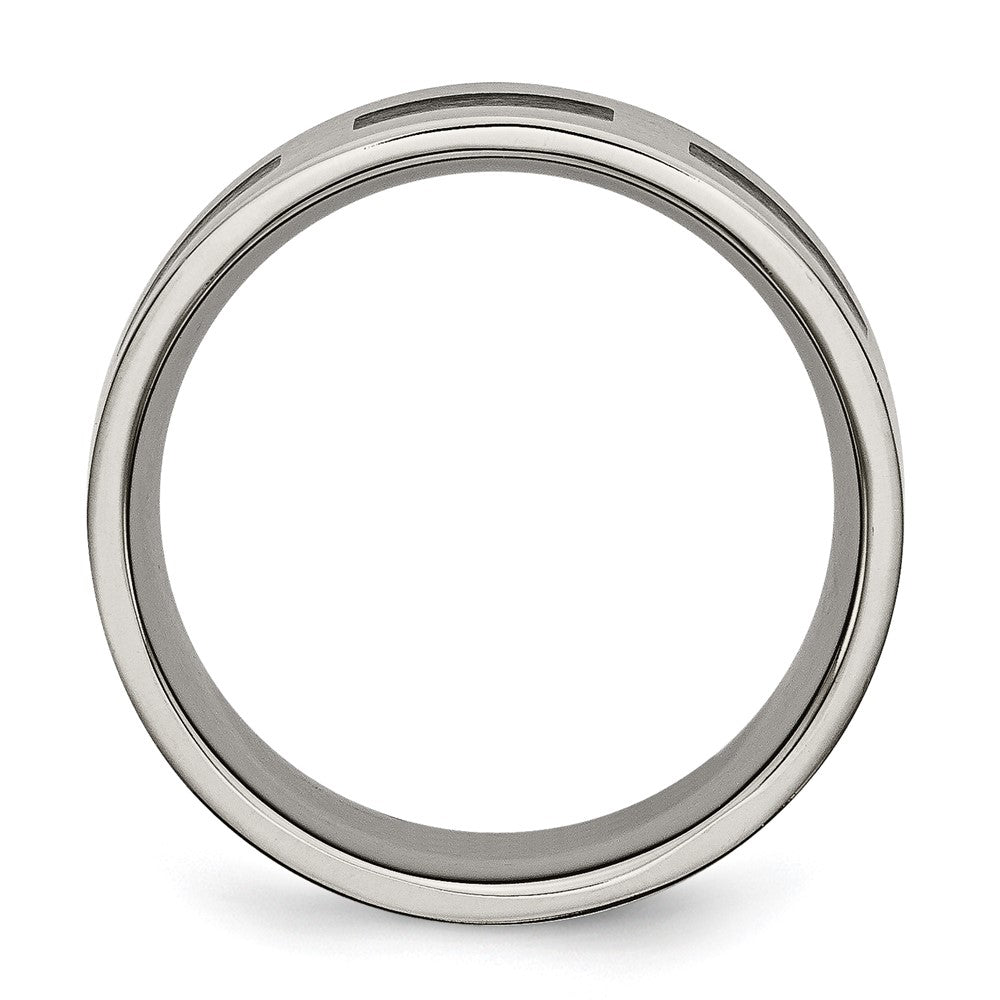 High-Quality Brushed Titanium 8mm Chisel Flat Band with Black Rubber - Stylish Value