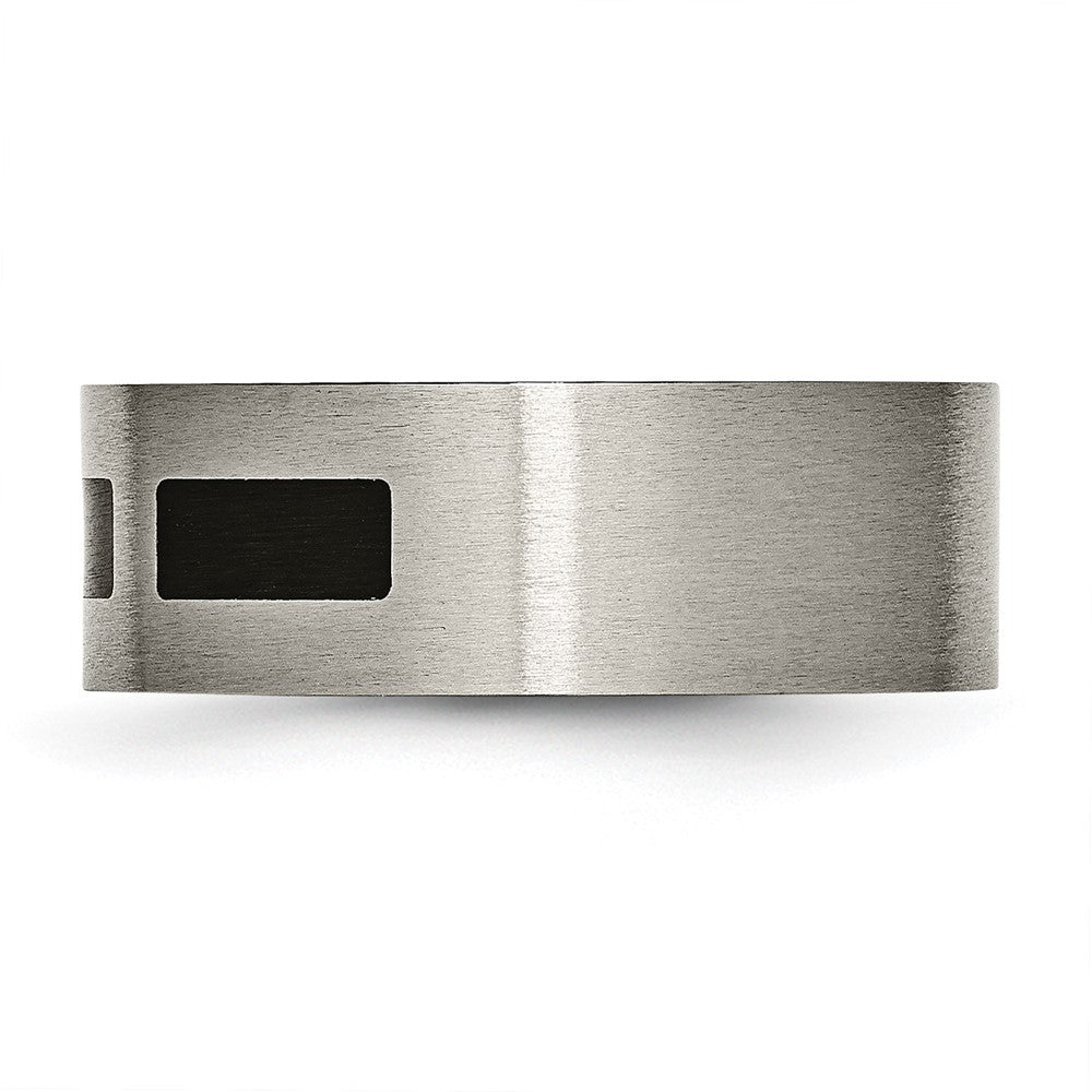 High-Quality 8mm Brushed Titanium Chisel Flat Band with Black Rubber - Stylish Value