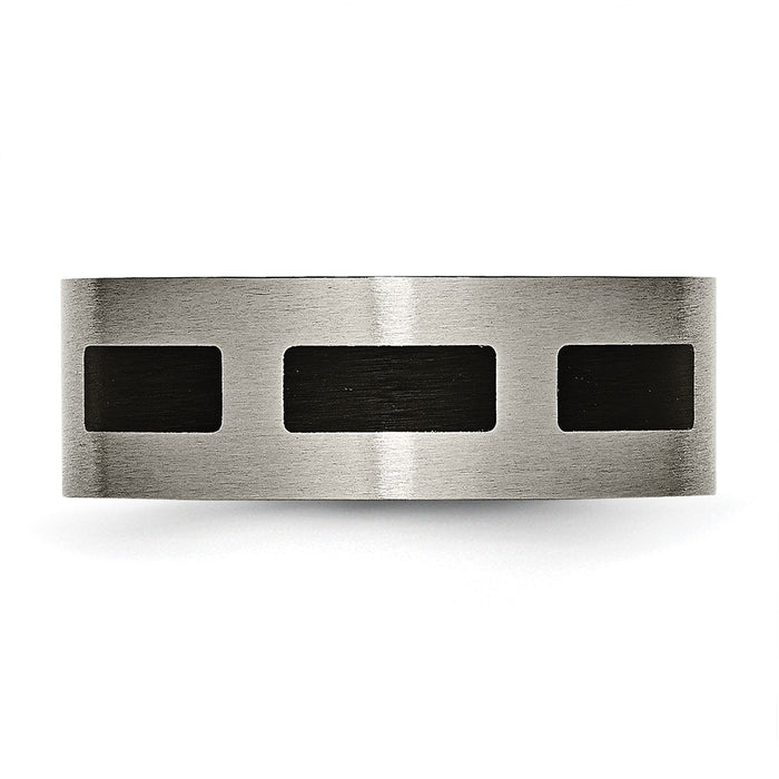 High-Quality 8mm Brushed Titanium Chisel Flat Band with Black Rubber - Stylish Value-4