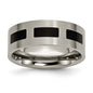 Buy Stylish 8mm Brushed Titanium Chisel Flat Band with Black Rubber-3