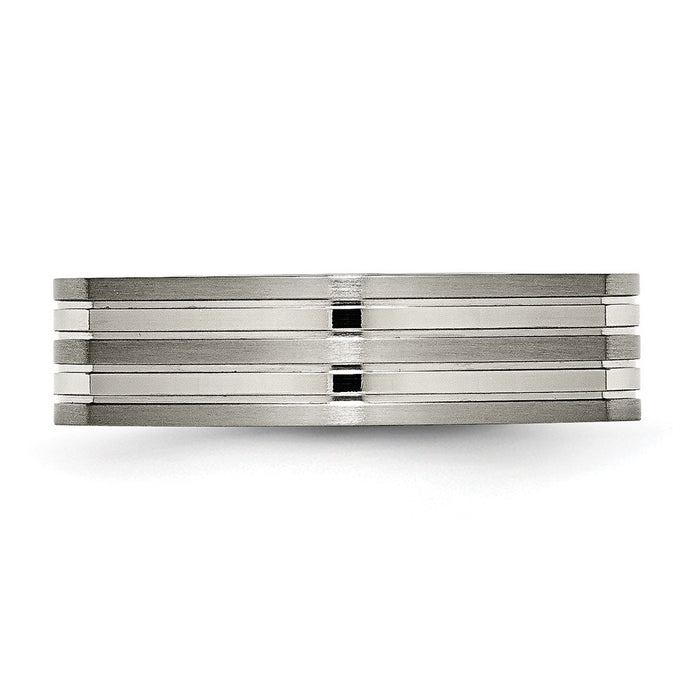 Buy High-Quality 6mm Chiseled Titanium Band - Stylish Brushed & Polished Finish-3