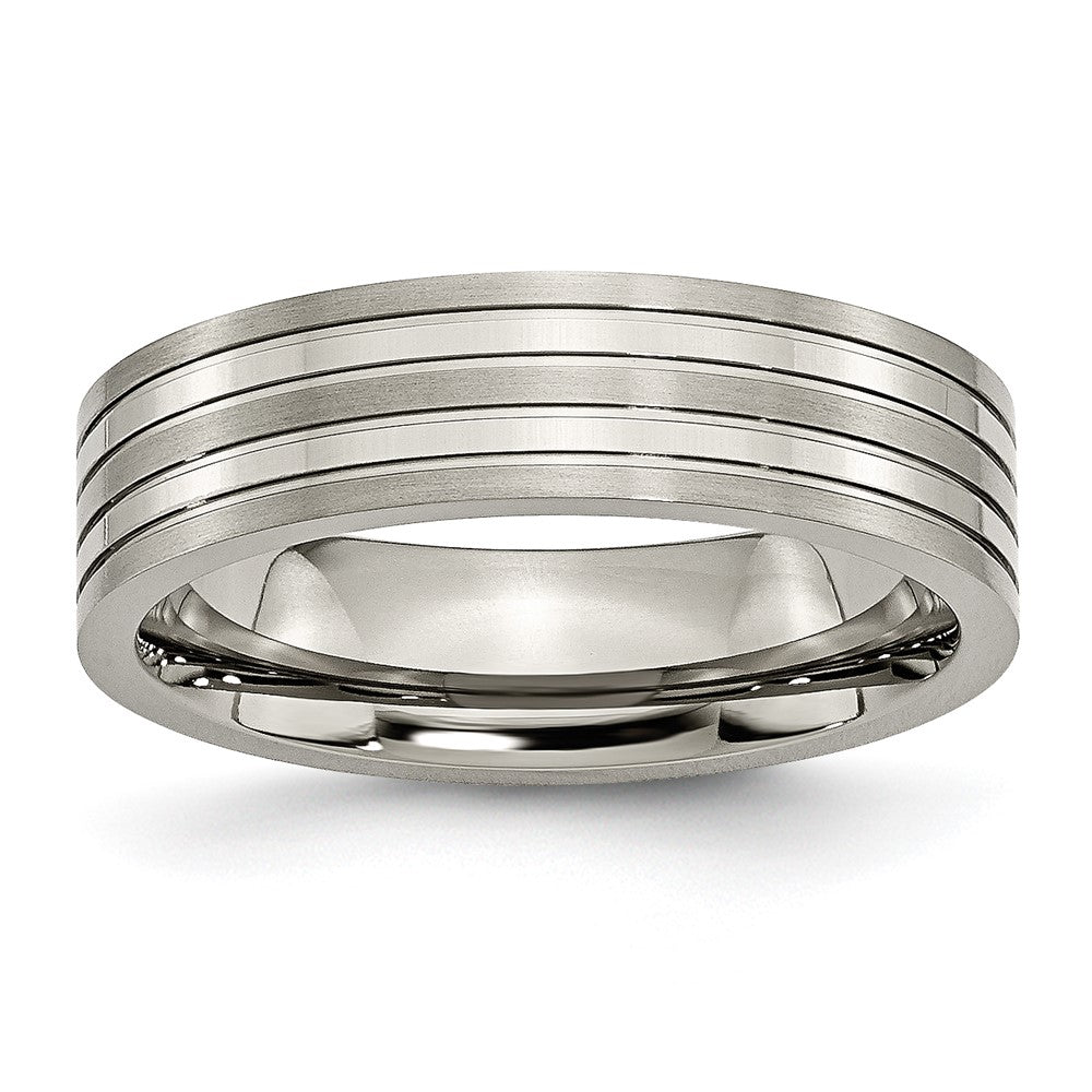Buy High-Quality 6mm Chiseled Titanium Band - Stylish Brushed & Polished Finish