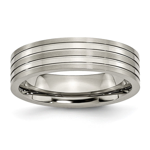 6mm Chiseled Titanium Band - Grooved