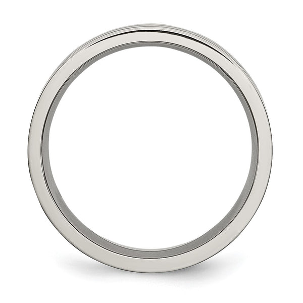 6mm Grooved Titanium Band - Brushed Polished - Style GR1-1028303
