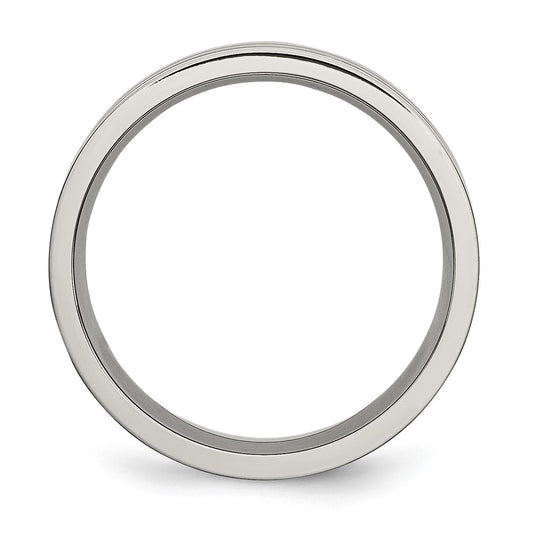 Buy Stylish 6mm Grooved Titanium Band - High-Quality Brushed & Polished