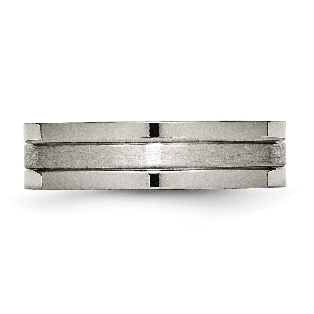 Buy Stylish 6mm Grooved Titanium Band - Brushed & Polished Finish