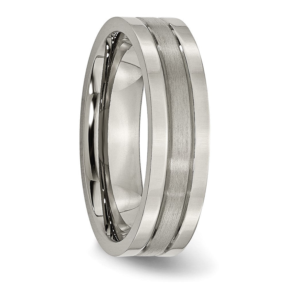 Buy Stylish 6mm Grooved Titanium Band - High-Quality Brushed & Polished Finish