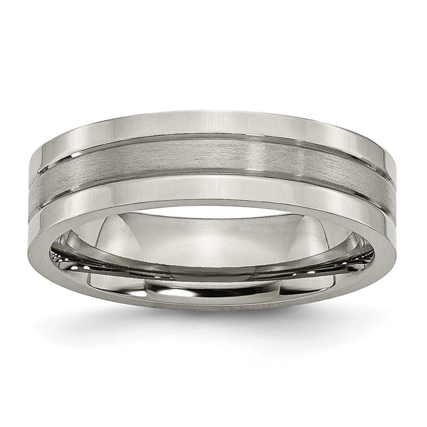 6mm Grooved Titanium Band - Brushed Polished - Style GR1-1028303