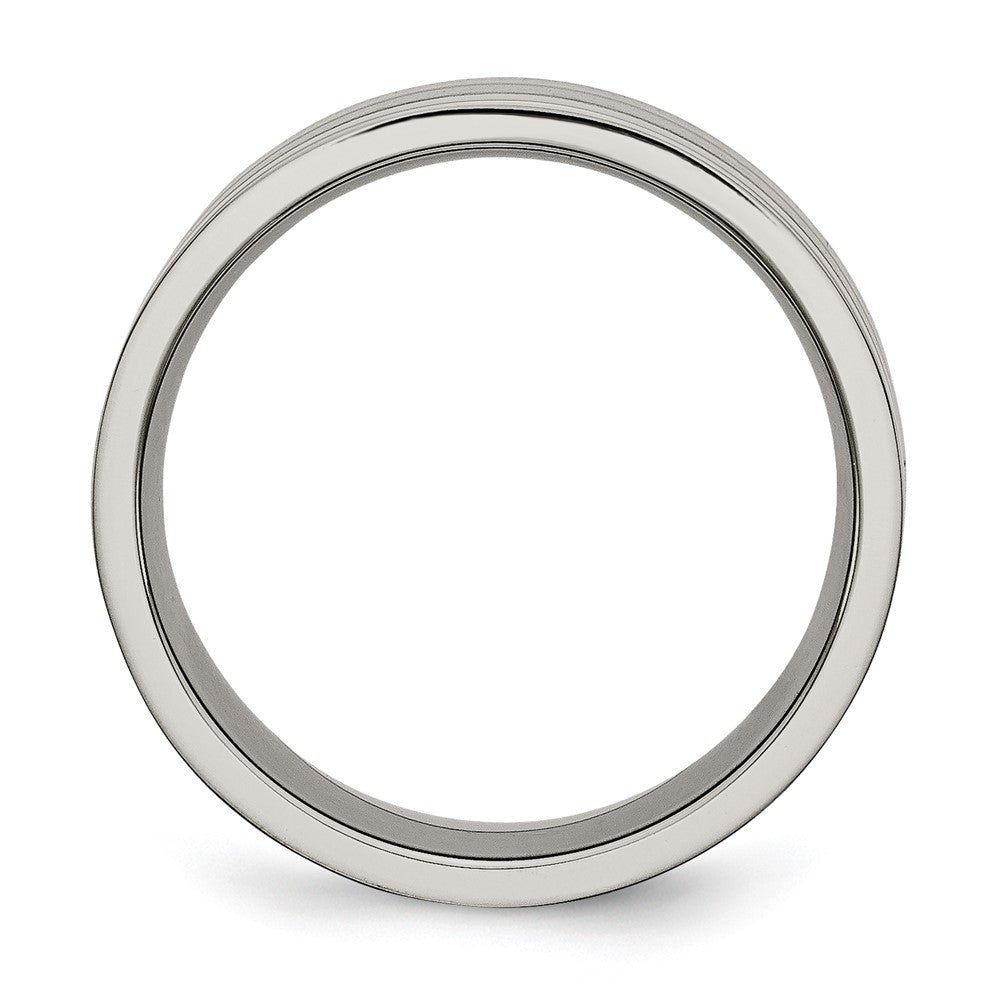 Buy Stylish 8mm Brushed Titanium Grooved Chisel Band - Affordable Luxury Ring