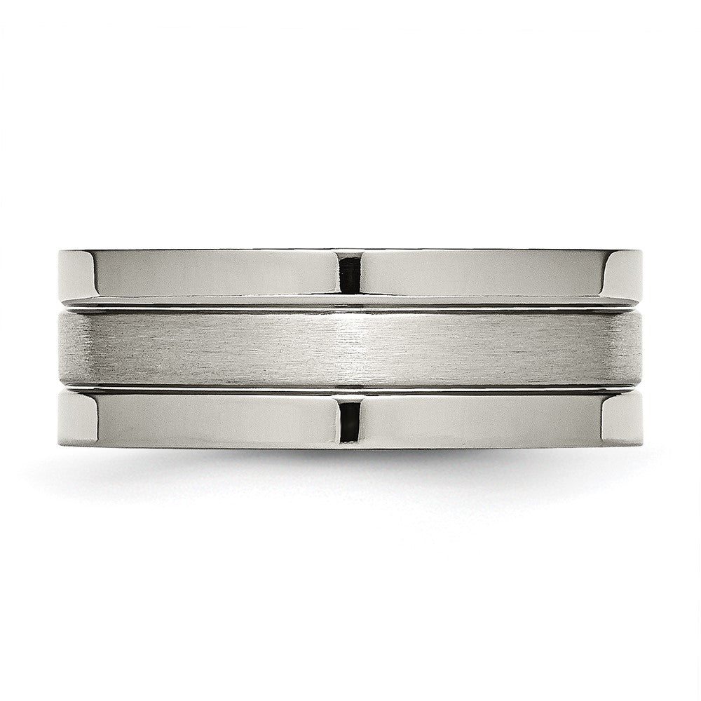 Buy Stylish 8mm Grooved Titanium Chisel Band - High-Quality Brushed Finish