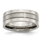 Buy Stylish Brushed Titanium 8mm Grooved Chisel Band - Affordable Luxury Ring-14