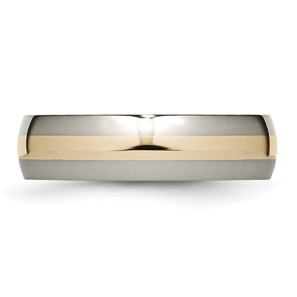 High-Quality Chiseled Titanium Band with 14K Gold Inlay - Stylish 6mm Width