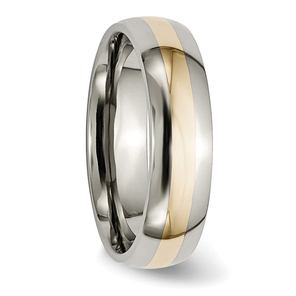 High-Quality Chiseled Titanium Band with 14K Gold Inlay - Stylish 6mm Width