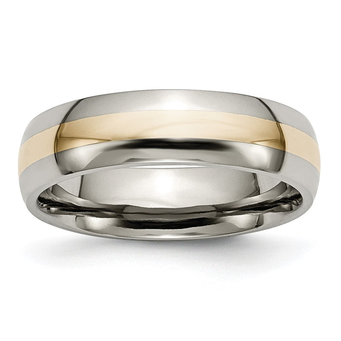 Buy Stylish 6mm Chiseled Titanium Band with 14K Gold Inlay - Luxury Finish-1