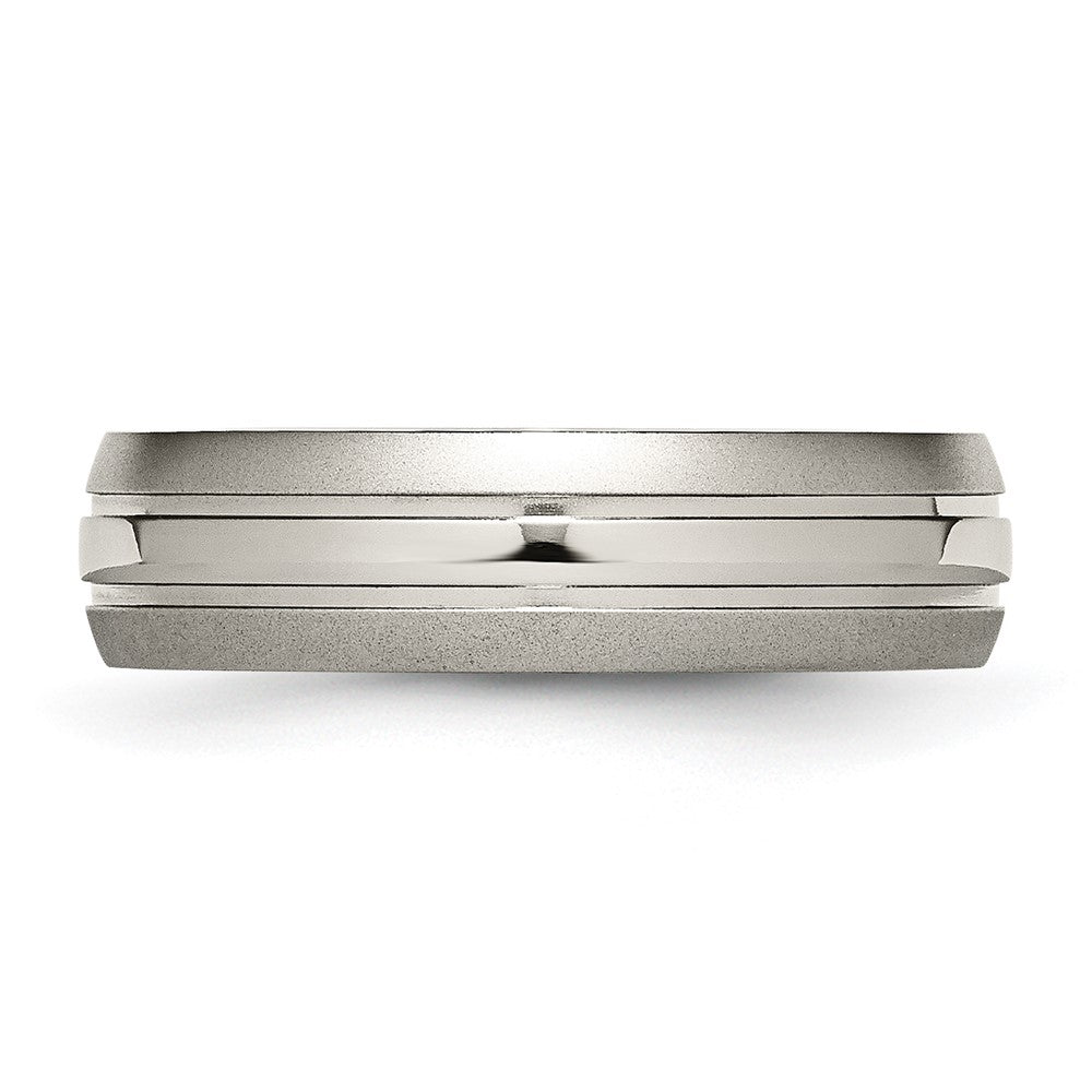 Buy Stylish 6mm Grooved Band in Brushed & Polished Titanium - Luxury Value!