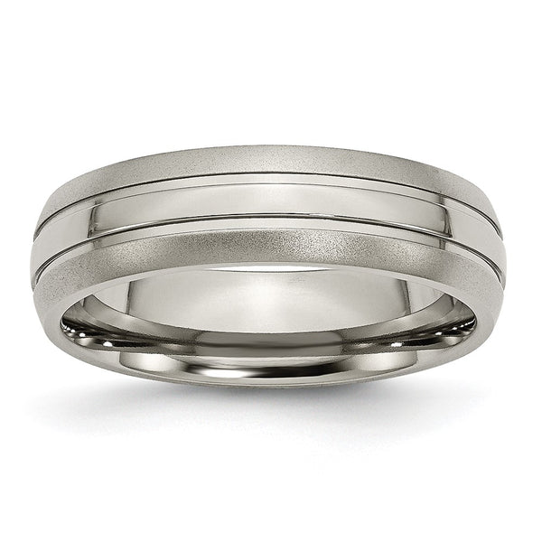 6mm Grooved Titanium Band - Brushed Polished - Style GR1-1028054