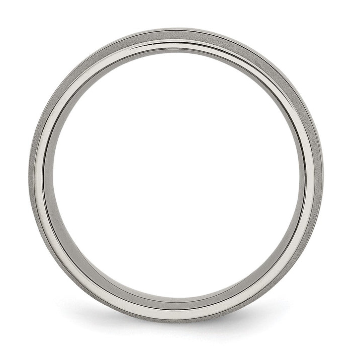 Buy Stylish Chisel 8mm Grooved Band in Brushed & Polished Titanium-2