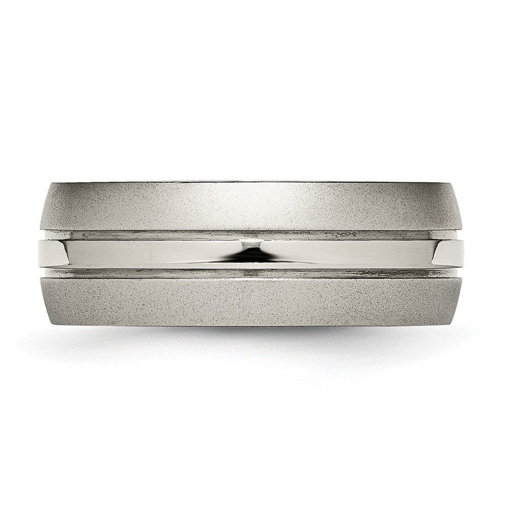 Buy Stylish 8mm Grooved Titanium Band - High-Quality Brushed & Polished Finish