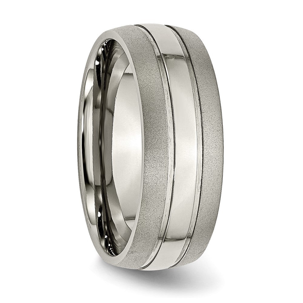 Buy Stylish Chiseled Titanium 8mm Grooved Band - Luxury Brushed Finish