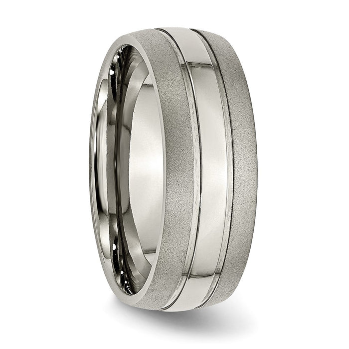 Exclusive Chiseled Titanium 8mm Grooved Band - Stylish Brushed & Polished Finish-4