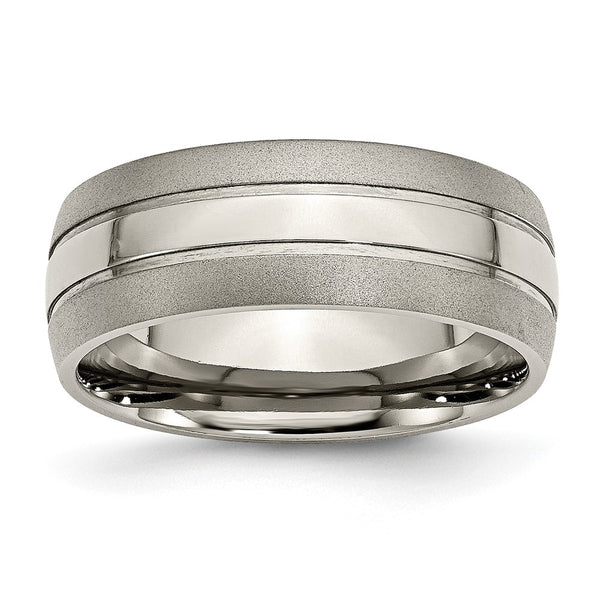 Chiseled Titanium 8mm Grooved Band - Brushed Polished - Style GR1-1028120