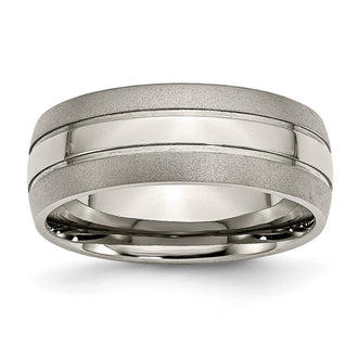 Buy Stylish 8mm Grooved Titanium Band - High-Quality Brushed & Polished Finish