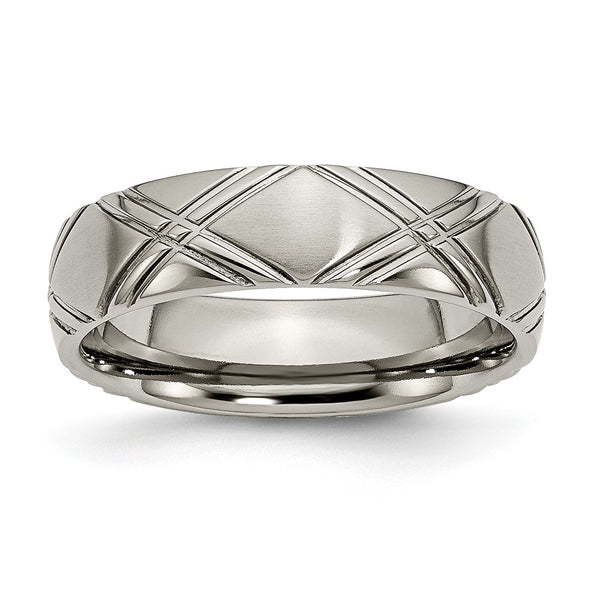 6mm Criss-Cross Titanium Band - Brushed Polished