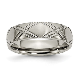 Shop Stylish 6mm Criss-Cross Titanium Band - High-Quality Brushed & Polished Design