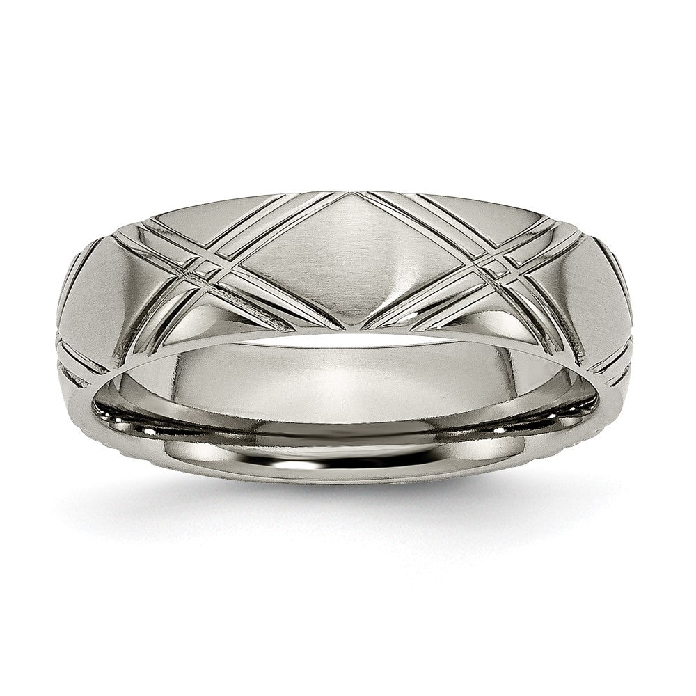 Buy Exclusive Chisel 6mm Criss-Cross Design Band in Brushed Titanium - Stylish!