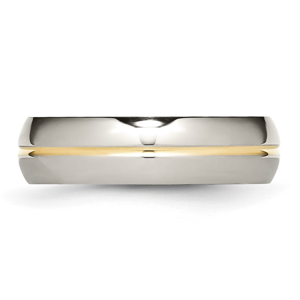 Buy Stylish 6mm Grooved Band in Polished Yellow IP-Plated Titanium