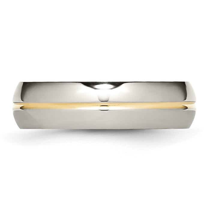 Buy Stylish 6mm Grooved Band in Polished Yellow IP-Plated Titanium-3