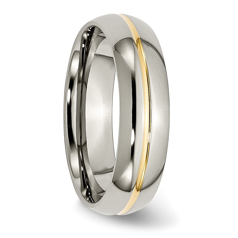 Buy Stylish 6mm Grooved Band - Polished Yellow IP-Plated Titanium Ring