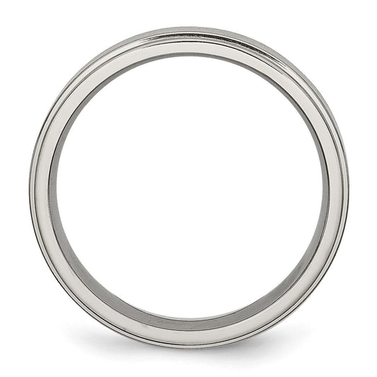 Buy Stylish 6mm Brushed Center Titanium Chisel Band with Ridged Edges